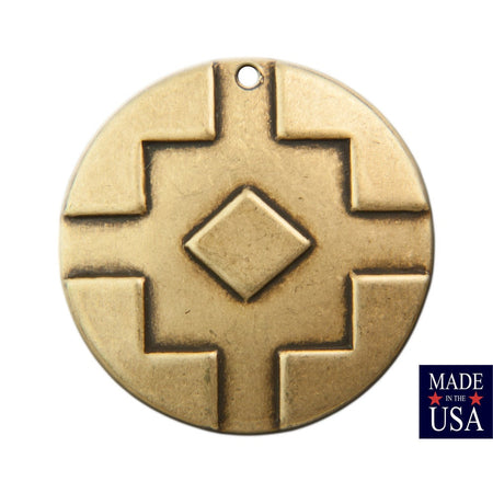 1 Hole Brass Ox Southwestern Drop / Pendant 25mm (4) mtl474B