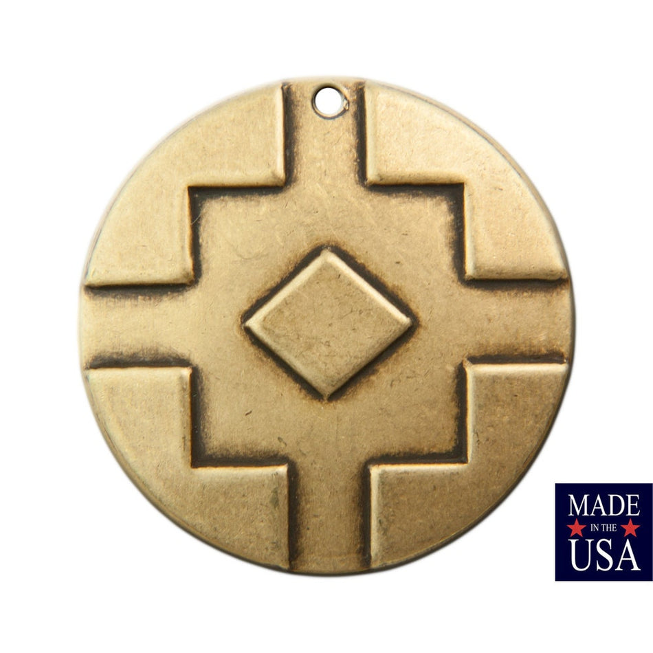 1 Hole Brass Ox Southwestern Drop / Pendant 25mm (4) mtl474B