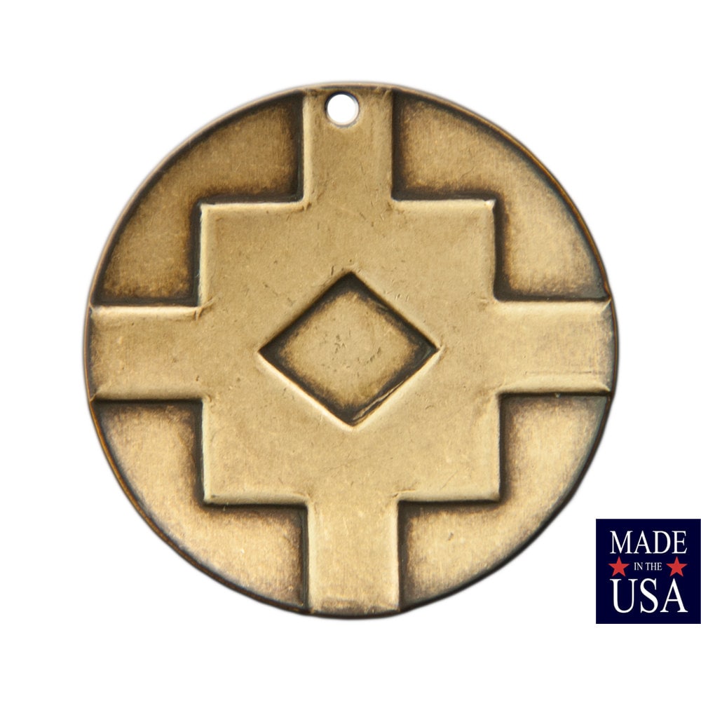 1 Hole Brass Ox Southwestern Drop / Pendant 25mm (4) mtl474B