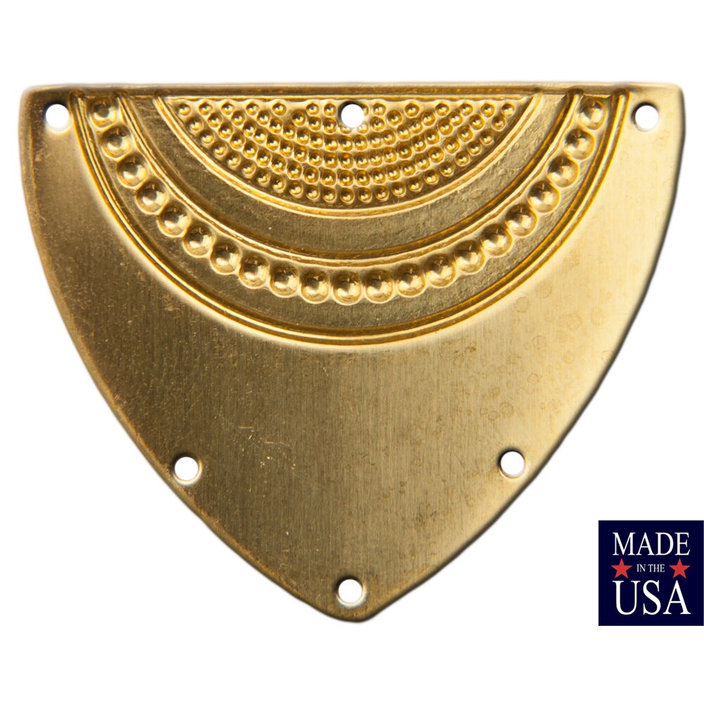 6 Hole Raw Brass Dapped Triangle Shield Tribal Pendant Connector (4) mtl180A