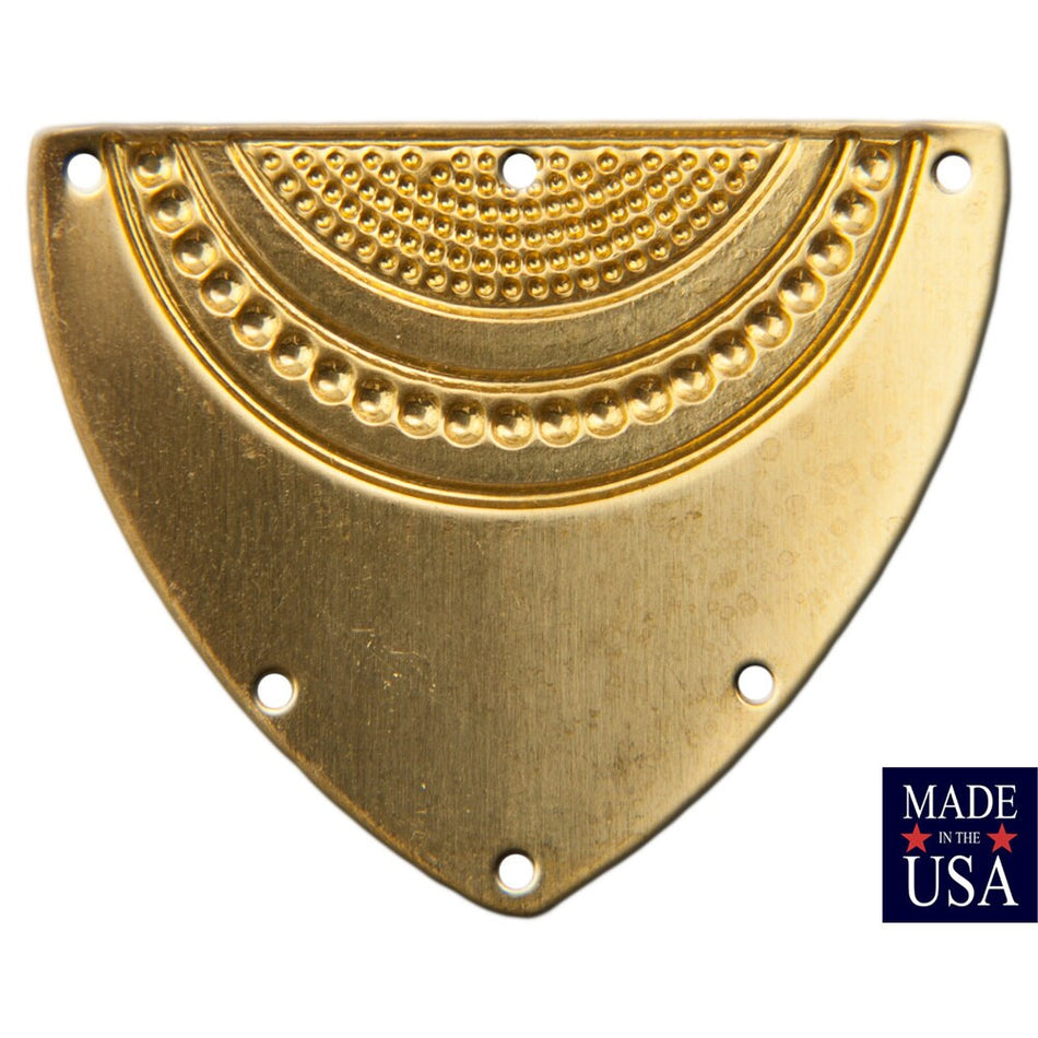 6 Hole Raw Brass Dapped Triangle Shield Tribal Pendant Connector (4) mtl180A