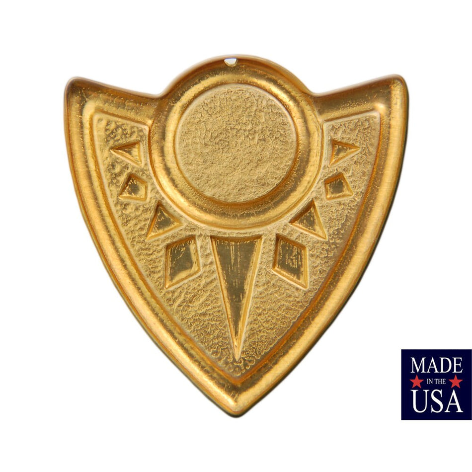 1 Hole Raw Brass Tribal Shield Pendant 14mm Setting (2) mtl172