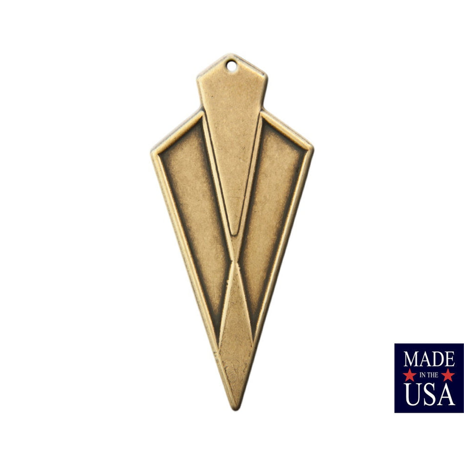 1 Hole Brass Ox Large Layered Deco Pendant (4) 51x24mm mtl480B
