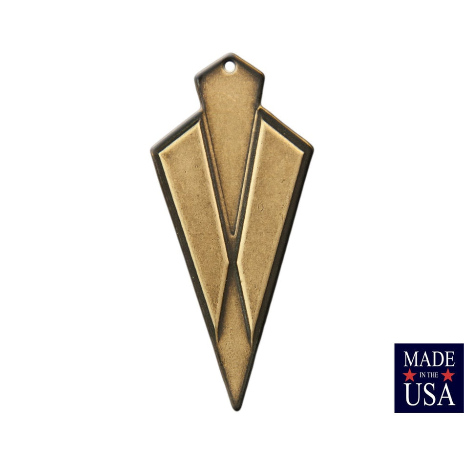 1 Hole Brass Ox Large Layered Deco Pendant (4) 51x24mm mtl480B
