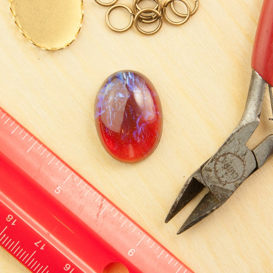 Mexican Opal Dragons Breath Glass Cabochon 25x18mm (1) cab5006A