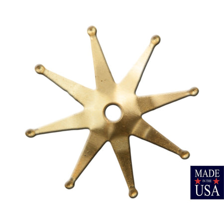 Raw Brass Retro Atomic Star Long Petal Bead Caps 25mm (6) mtl353