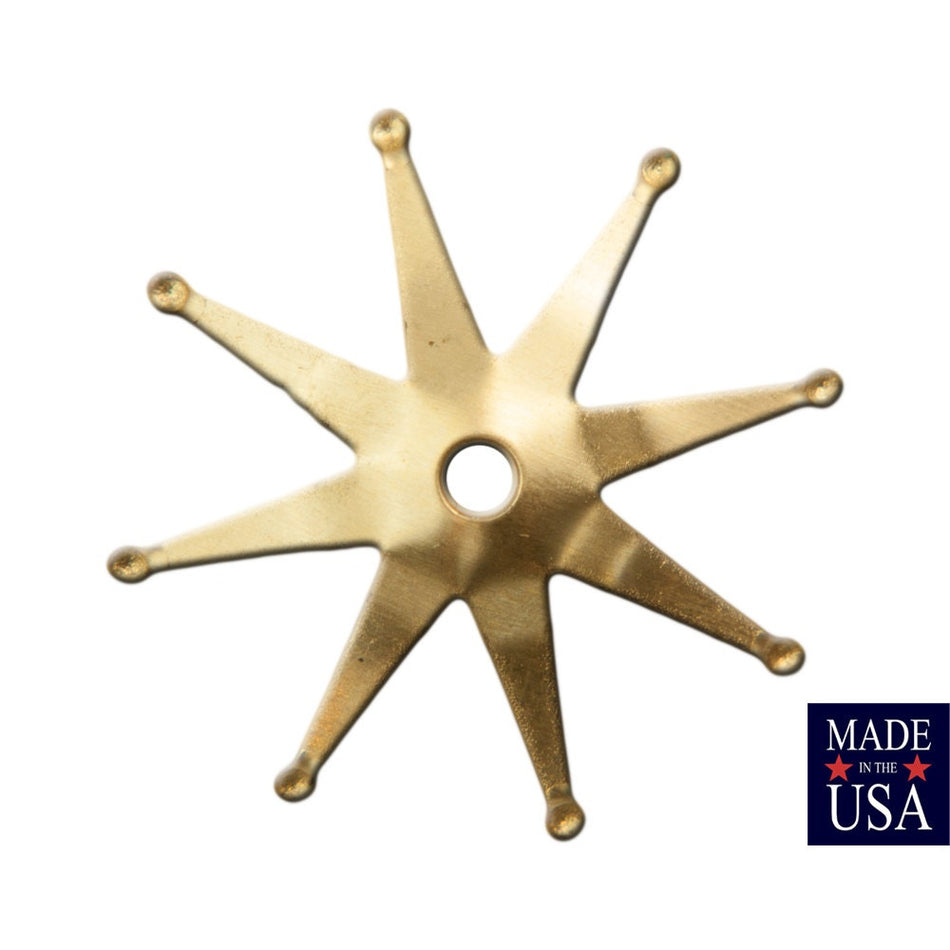Raw Brass Retro Atomic Star Long Petal Bead Caps 25mm (6) mtl353
