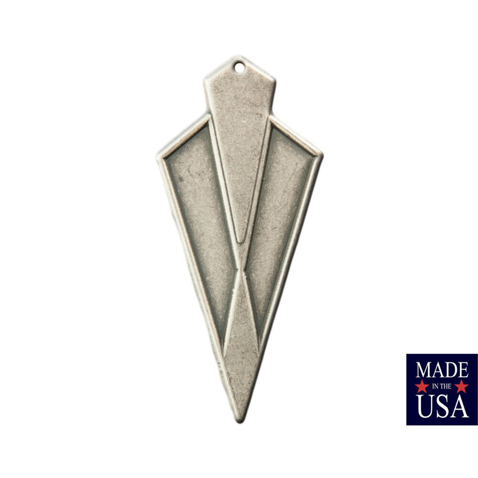 1 Hole Sterling Silver Ox Large Layered Deco Pendant (4) 51x24mm mtl480C