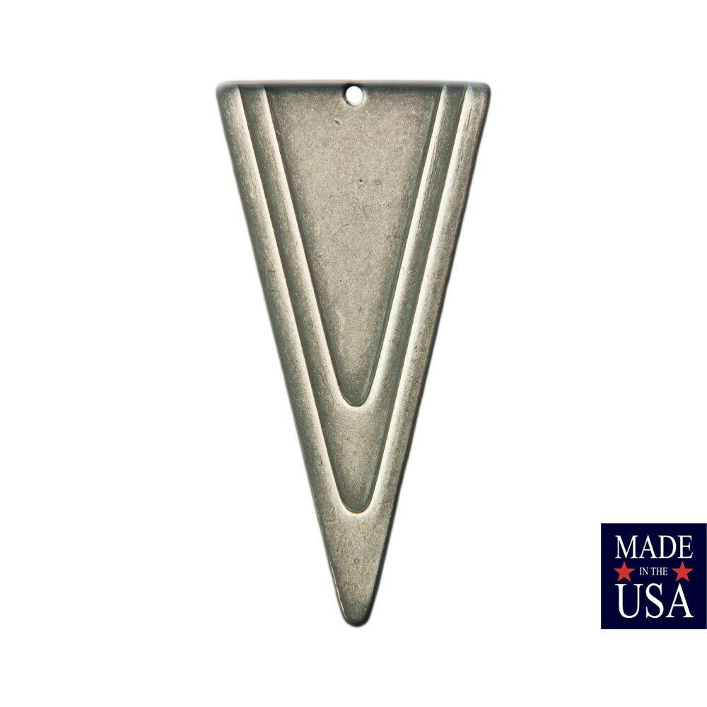 1 Bottom Hole Matte Silver Ox Large Layered Deco Triangle Pendant (6) mtl200H