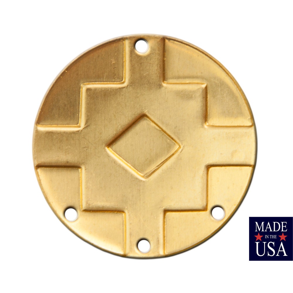 4 Hole Raw Brass Southwestern Drop / Pendant 25mm (4) mtl474C