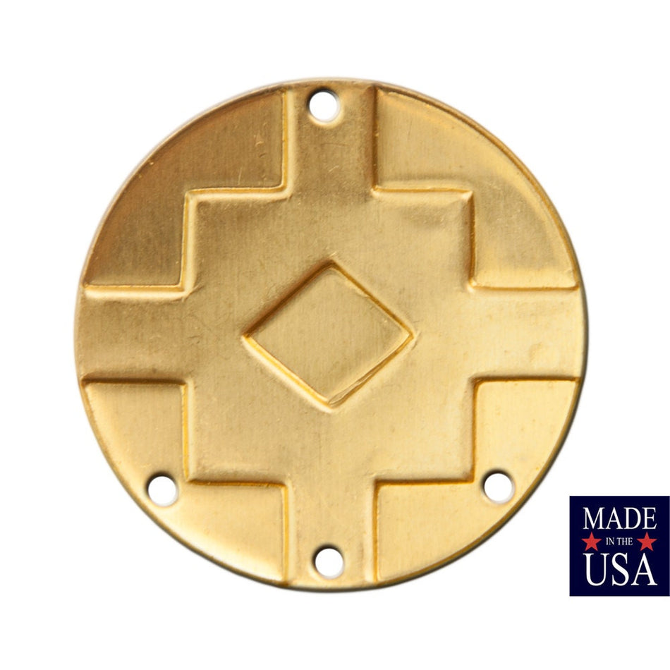 4 Hole Raw Brass Southwestern Drop / Pendant 25mm (4) mtl474C