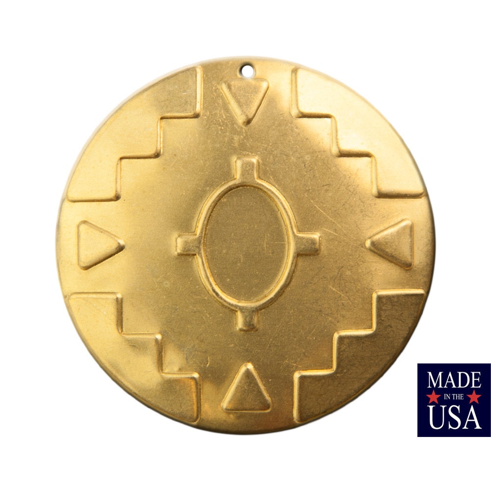 1 Hole Raw Brass Southwestern Drop / Pendant with 14x10mm Setting (2) mtl484A