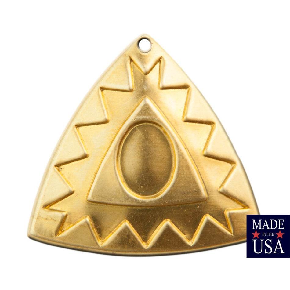 1 Hole Raw Brass Southwestern Drop / Pendant with Setting 27mm (4) mtl485A