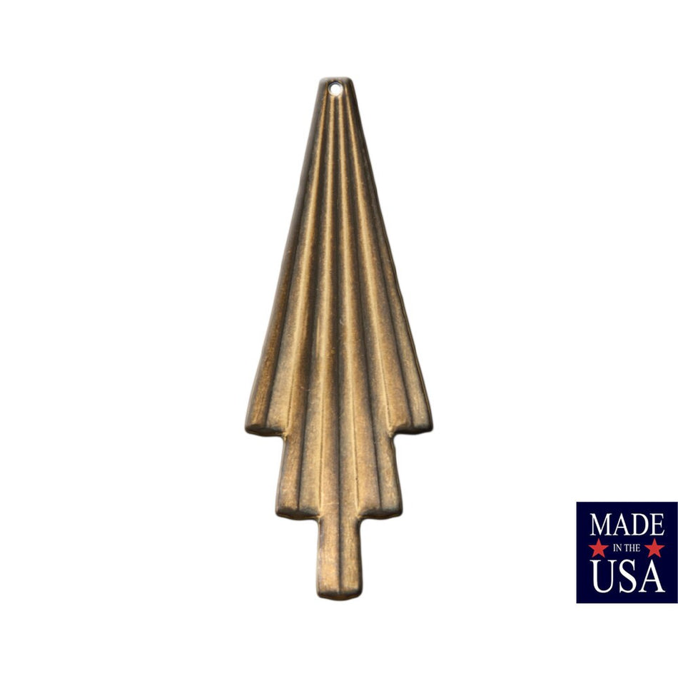 1 Hole Brass Ox Ribbed Curved Deco Fan Pendant Drop 52x18mm (4) mtl482B