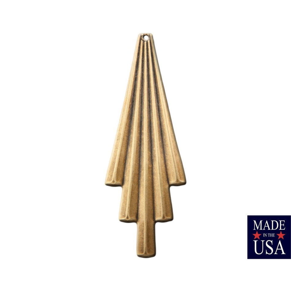 1 Hole Brass Ox Ribbed Curved Deco Fan Pendant Drop 52x18mm (4) mtl482B