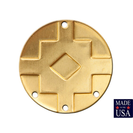 4 Hole Raw Brass Southwestern Drop / Pendant 17mm (6) mtl486B