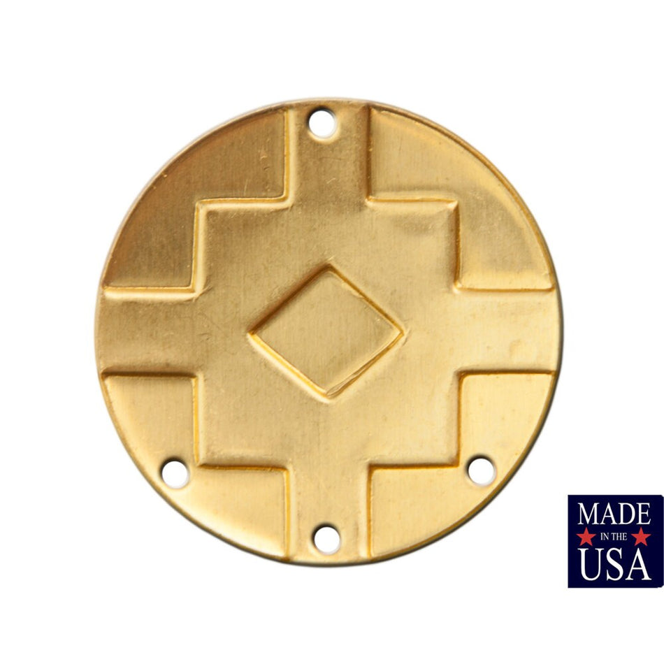4 Hole Raw Brass Southwestern Drop / Pendant 17mm (6) mtl486B