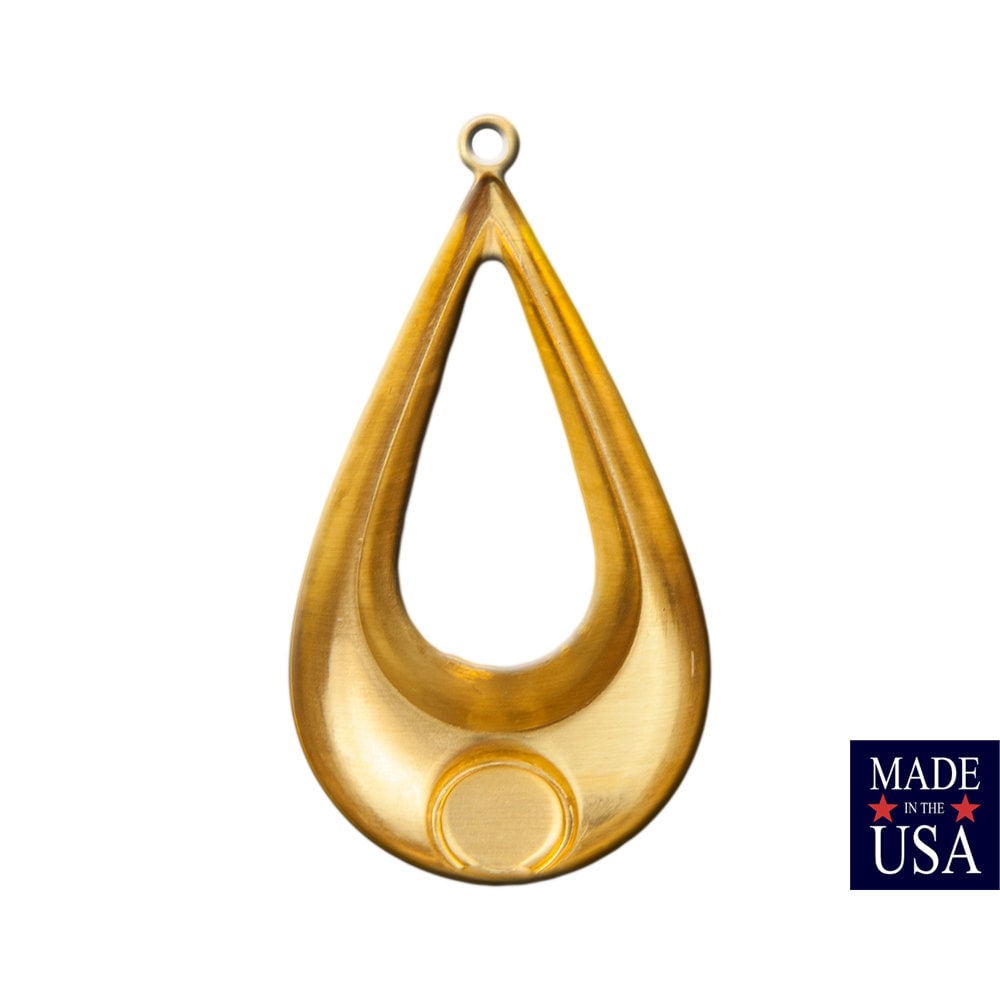 1 Loop Raw Brass Geometric Teardrop Pendants with 7mm Setting (2) mtl481A