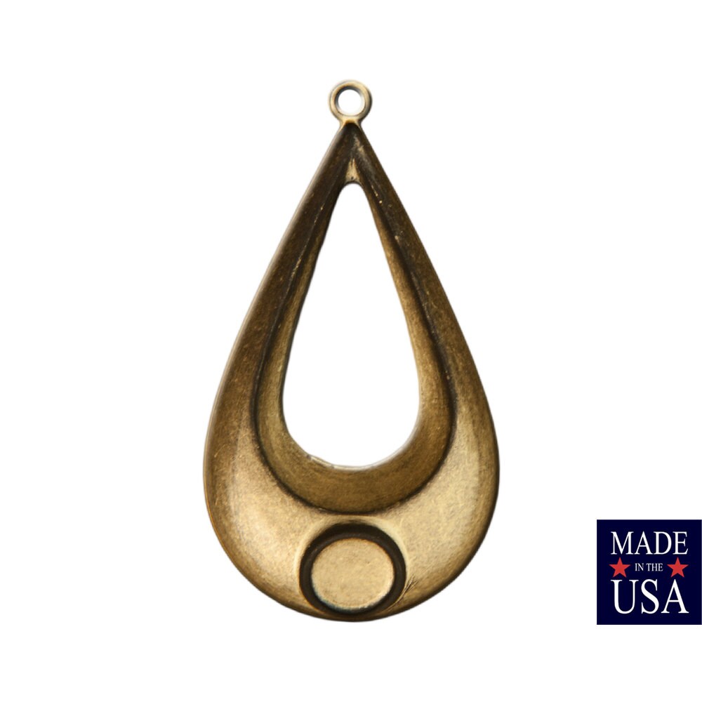 1 Loop Brass Ox Geometric Teardrop Pendants with 7mm Setting (2) mtl481B