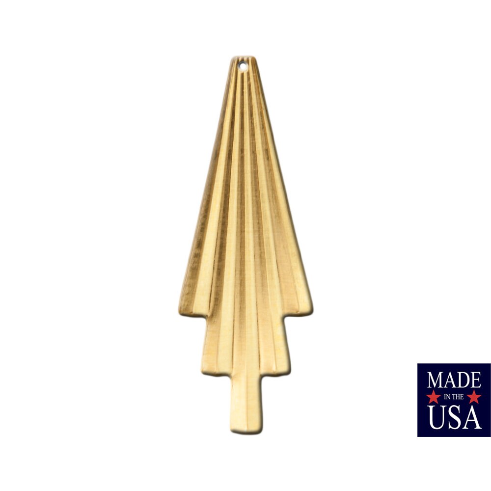 1 hole Raw Brass Ribbed Curved Deco Fan Pendant Drop 52x18mm (4) mtl482A