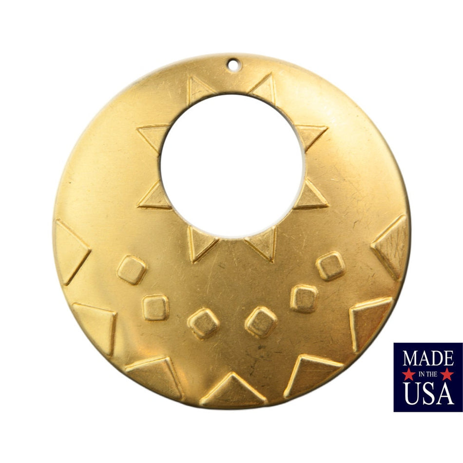 1 Hole Cutout Raw Brass Southwestern Drop / Pendant 48mm (2) mtl487A