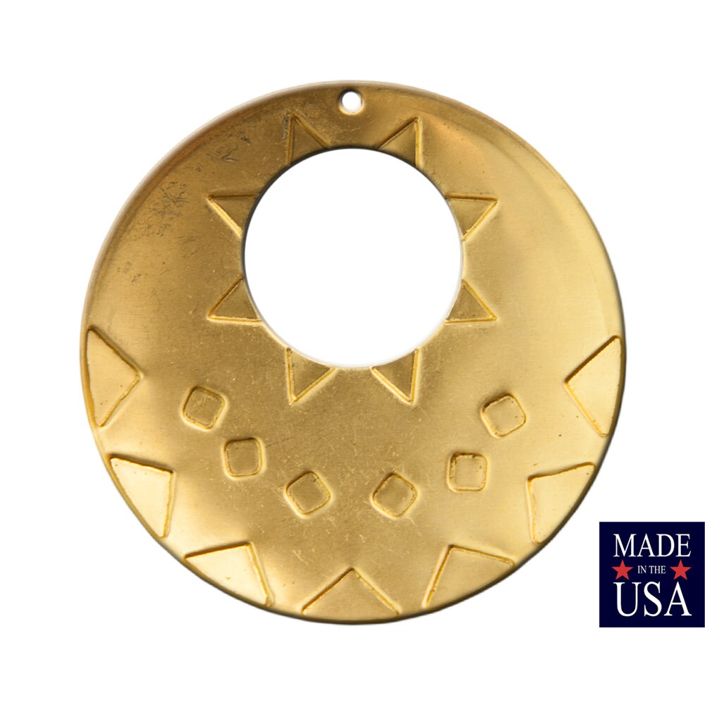 1 Hole Cutout Raw Brass Southwestern Drop / Pendant 48mm (2) mtl487A