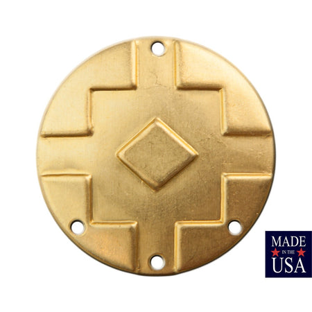 4 Hole Raw Brass Southwestern Drop / Pendant 25mm (4) mtl474C