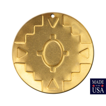 1 Hole Raw Brass Southwestern Drop / Pendant with 14x10mm Setting (2) mtl484A