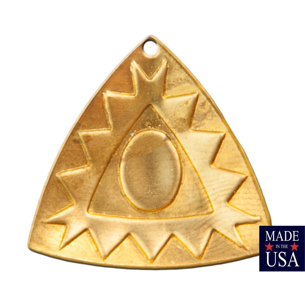 1 Hole Raw Brass Southwestern Drop / Pendant with Setting 27mm (4) mtl485A