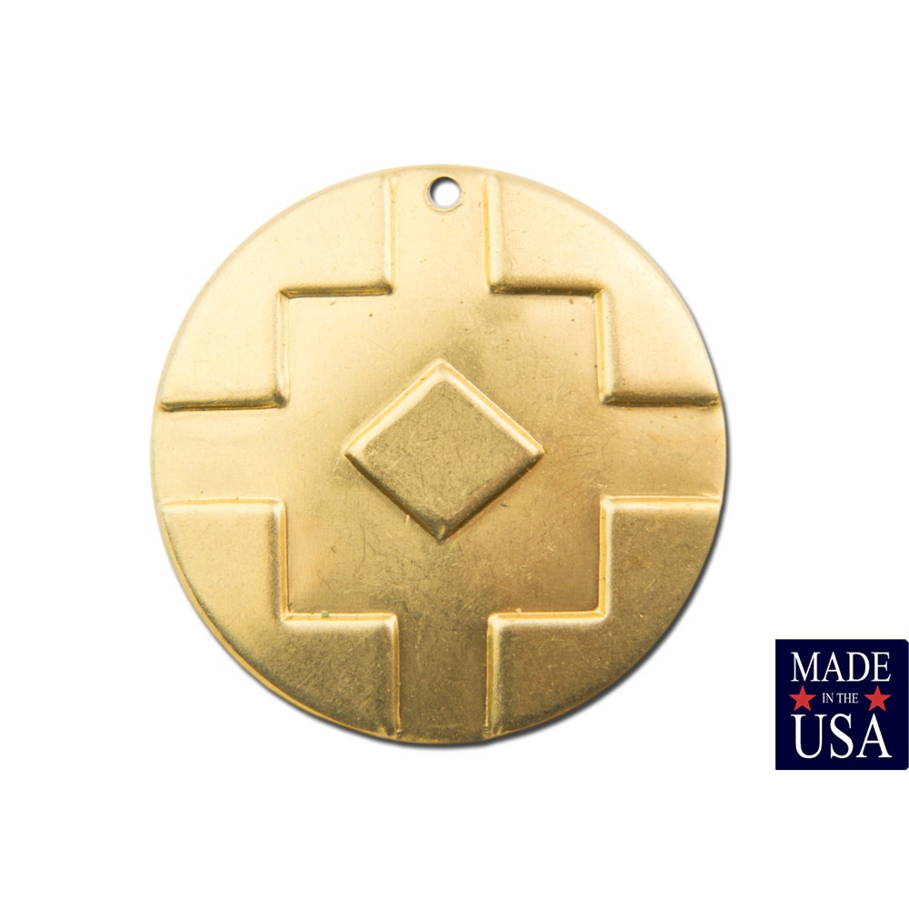 1 Hole Raw Brass Southwestern Drop / Pendant 17mm (6) mtl486A