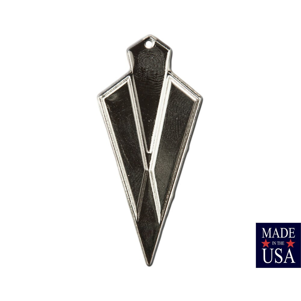 1 Hole Silver Plated Large Layered Deco Pendant (4) 51x24mm mtl480D