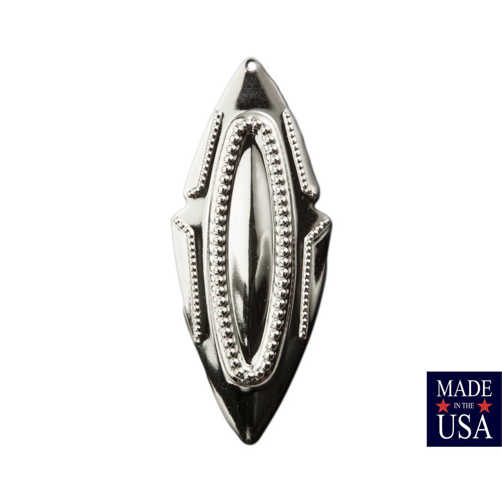 1 Hole Large Silver Plated Southwestern Drop / Pendant 63x27mm (4) mtl473C