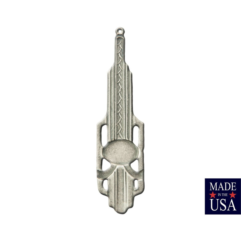 1 Hole Sterling Silver Ox Deco Pendant Charm 51x13mm (2) mtl476C