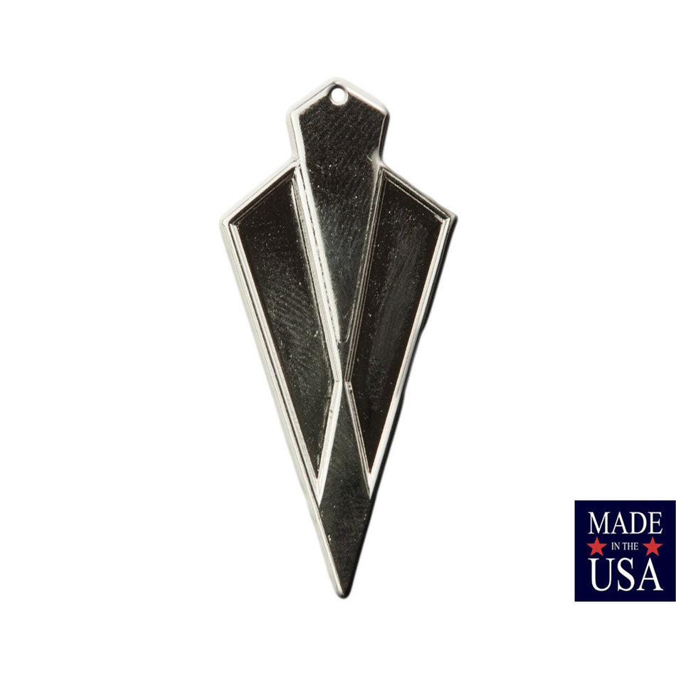 1 Hole Silver Plated Large Layered Deco Pendant (4) 51x24mm mtl480D