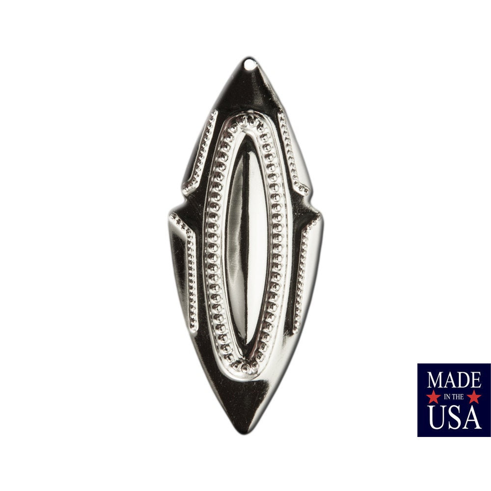 1 Hole Large Silver Plated Southwestern Drop / Pendant 63x27mm (4) mtl473C