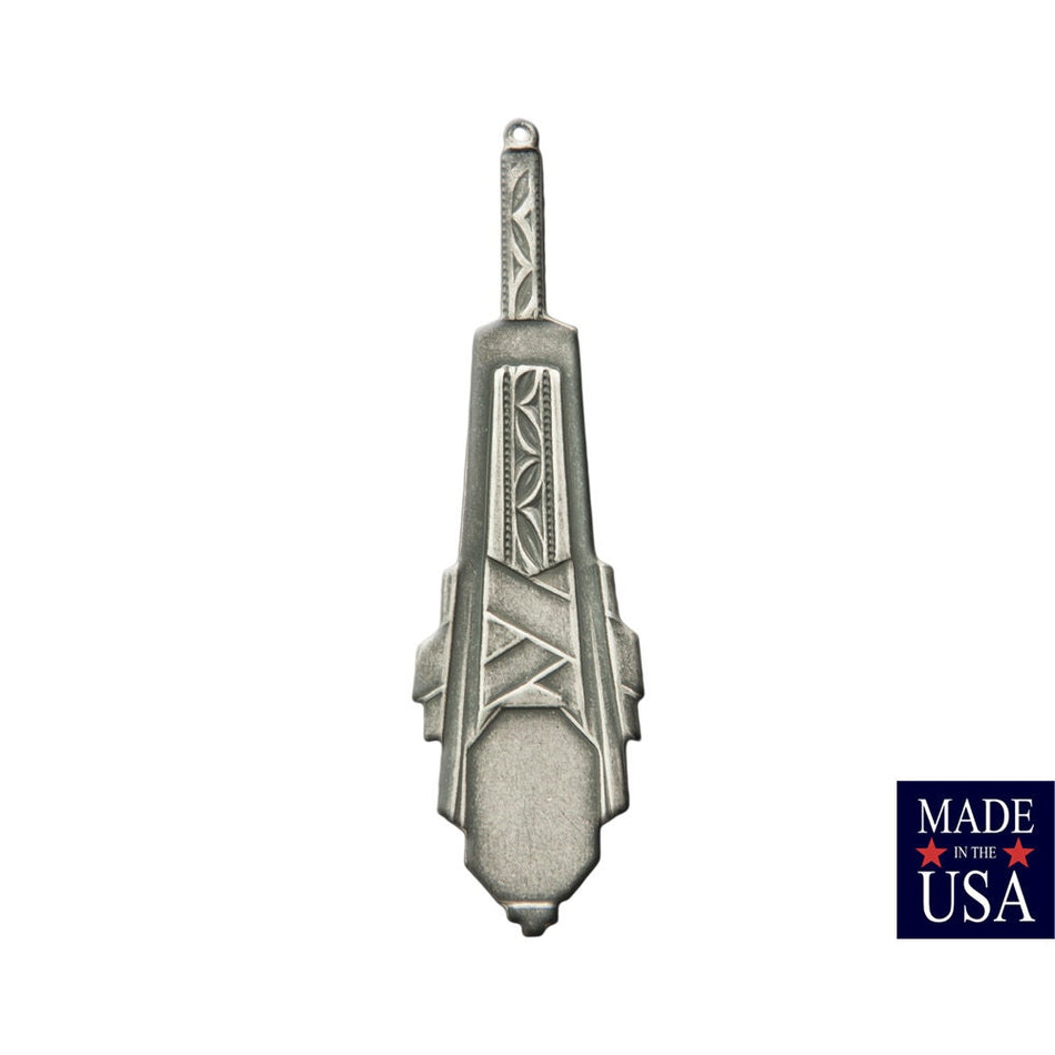 1 Hole Matte Silver Deco Ox Octagon Pendant Charm 53x15mm (2) mtl478C