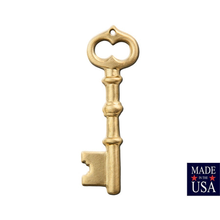 1 Hole Raw Brass Skeleton Key Pendant 44mmx14mm (4) pnd132