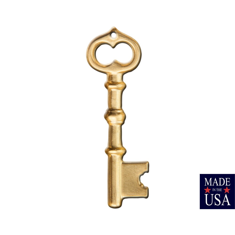 1 Hole Raw Brass Skeleton Key Pendant 44mmx14mm (4) pnd132