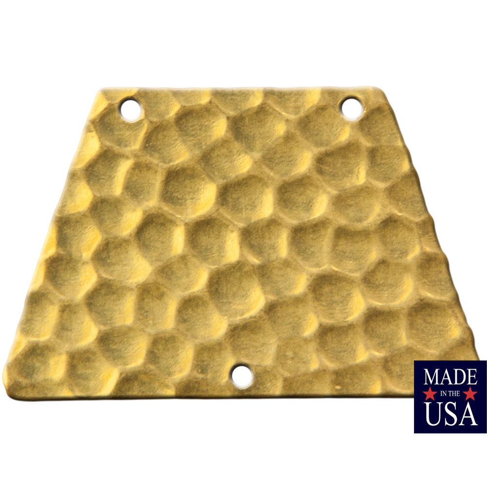 3 Hole Raw Brass Hammered Trapezoid Pendant Charm (4) mtl402A