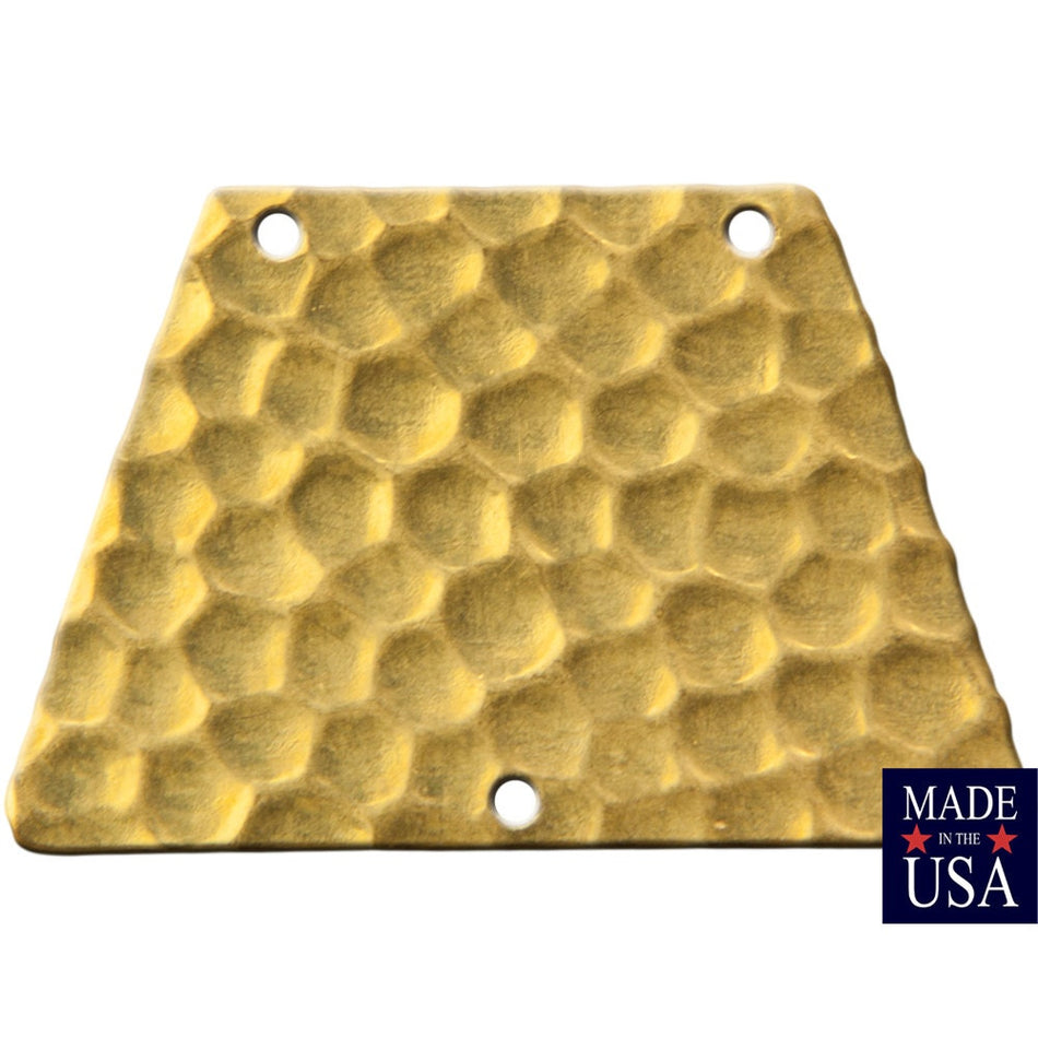 3 Hole Raw Brass Hammered Trapezoid Pendant Charm (4) mtl402A