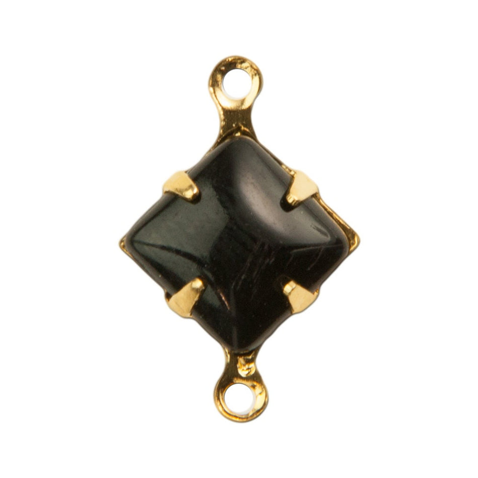 Vintage Black Square Glass Stones 1 Loop Gold Setting 8mm (6) squ018KK2