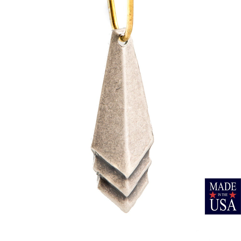 Silver Ox Plated Layered Triangle Pendant Charm Drop SM (6) mtl065S