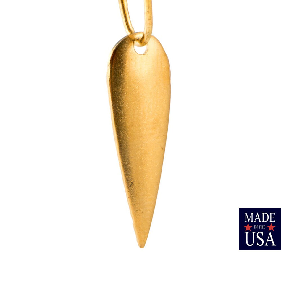 Raw Brass Dapped Pointed Teardrop Pendant Drops 23x8mm (10) mtl500A