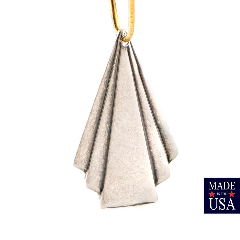 Silver Ox Deco Triangle Fan Pendant Drop Sm (6) mtl115F