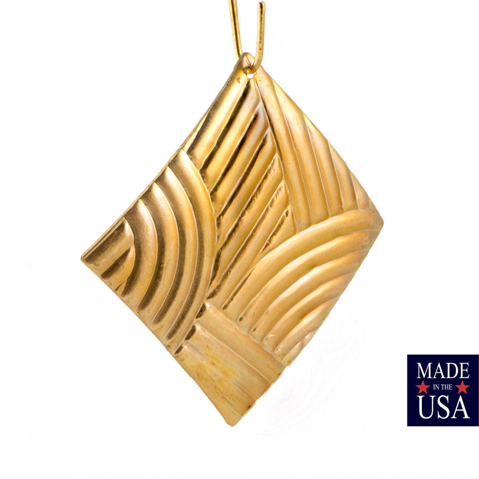 1 Hole Ribbed Pattern Dapped Square Raw Brass Pendant Drop 32mm (4) mtl377