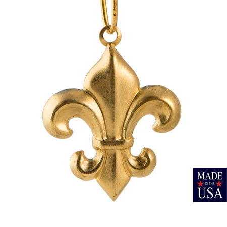 Raw Brass Fleur De Lis Charm Pendant Drop with Loop 27x21mm (6) chr188A