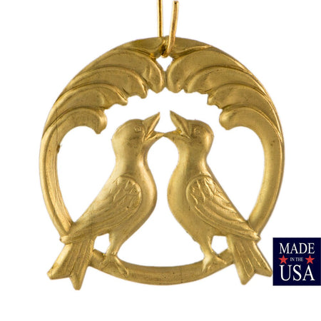 Raw Brass Singing Birds Pendant Stamping 38mm (2) mtl141