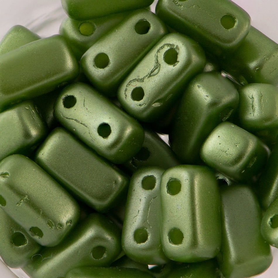 3/6mm Pearl Coat Olive Czech Mate Brick Beads (50)