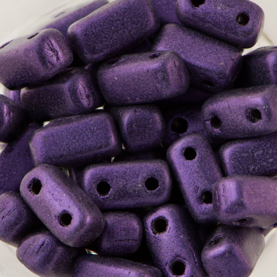 3/6mm Metallic Suede - Purple Czech Mate Brick Beads (50)