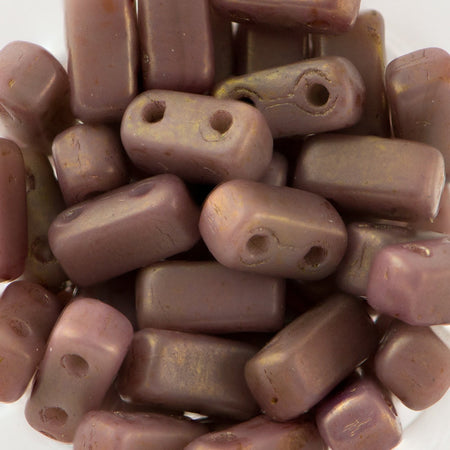3/6mm Ashen Grey - Copper Picasso Czech Mate Brick Beads (50)